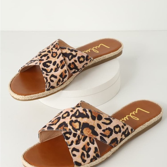 New in box, Lulu's‎ Koren Leopard Espadrille Slide Sandals - Picture 2 of 5